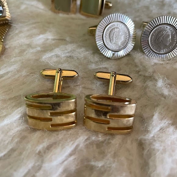 Elegant Gold and Silver Cufflinks and Tie Clip Collection - Picture 5 of 16